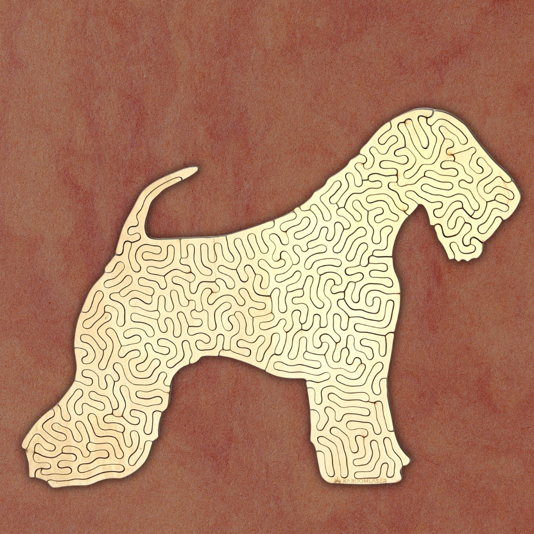 Houten puzzels in de vorm van een hond